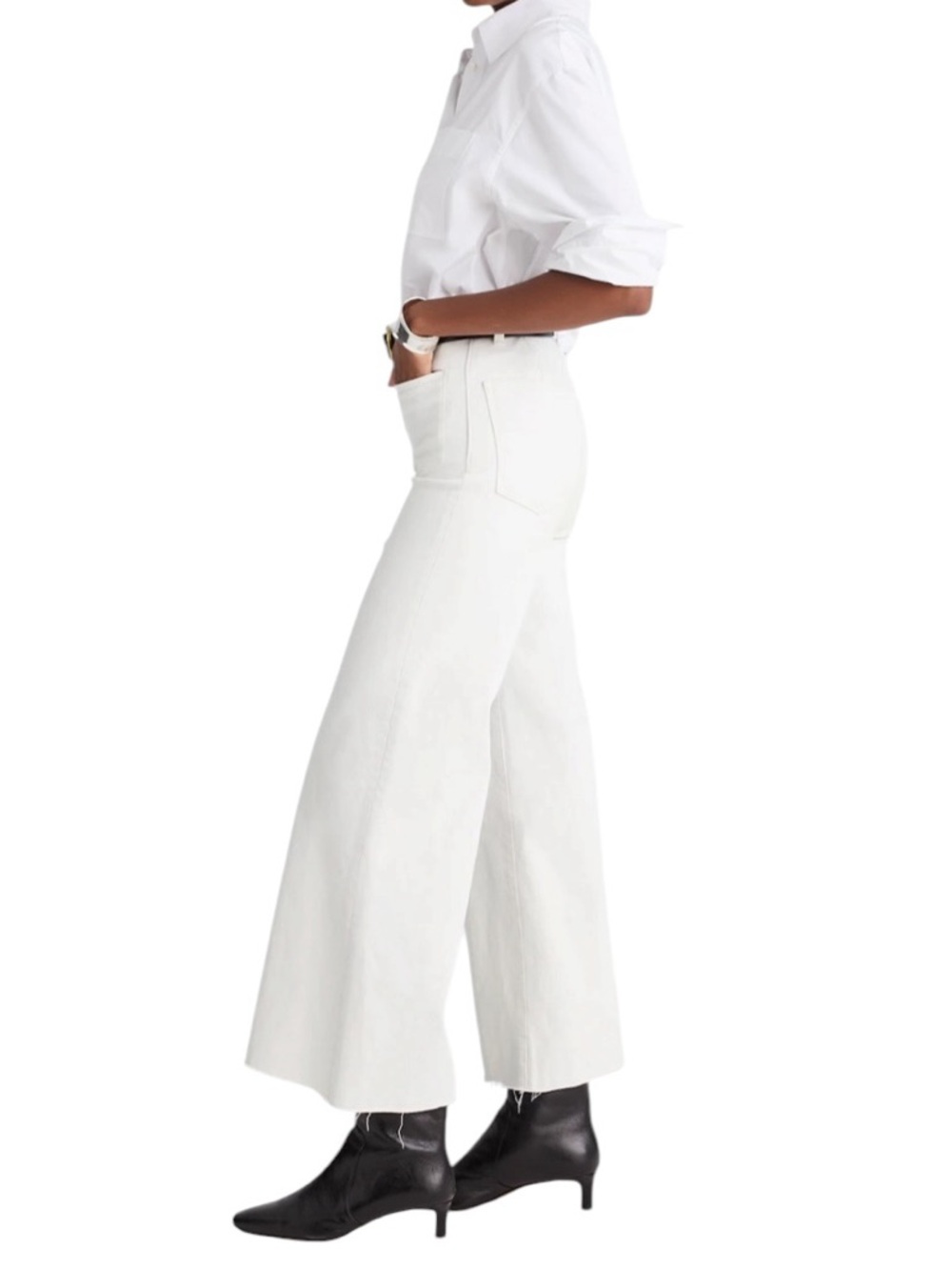 Madewell Flared Wide-Leg Crop Jeans in Vintage Ivory - Picture 4 of 12